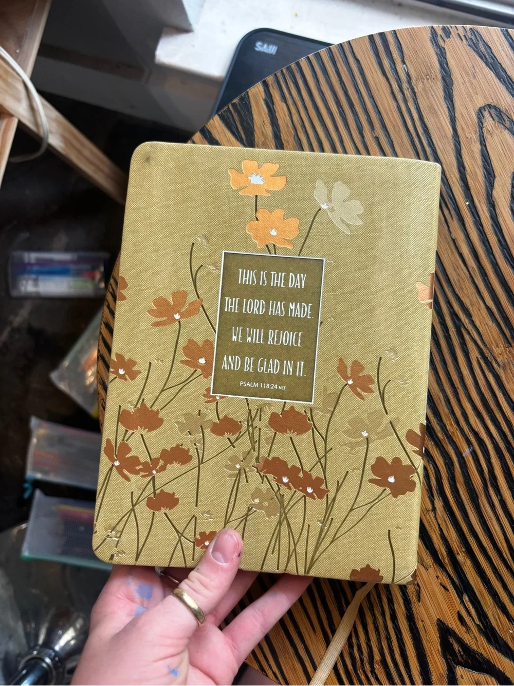 Be Still and Be Happy Devotional Journal - Brown Floral